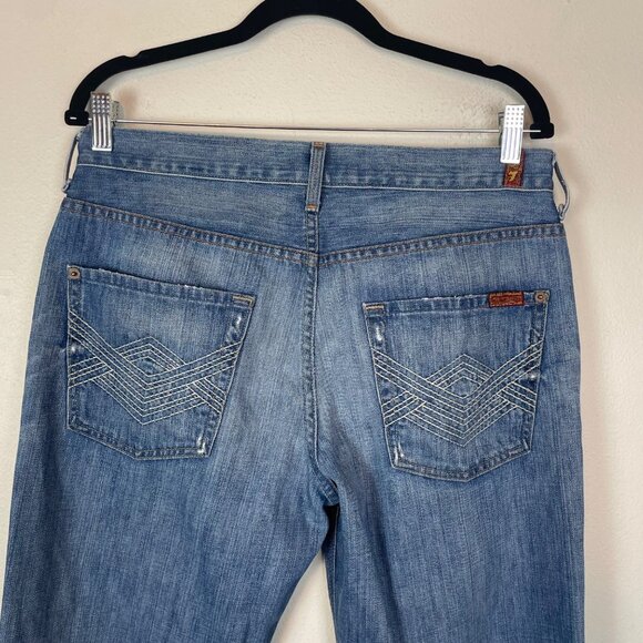 7 for All Mankind Men's 33x28 Slouchy Straight Light Wash Y2K Jeans Button Fly - Picture 7 of 11